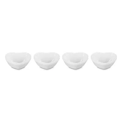 Le Creuset Stoneware Set Of 4 Heart Mini Bowls Multi Color In White