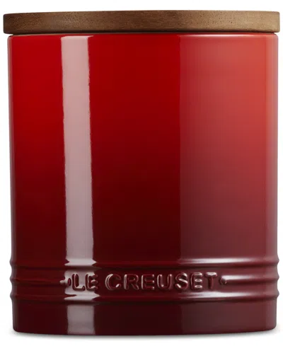 LE CREUSET STONEWARE SIGNATURE CANISTER WITH WOOD LID, 1.2-QT.