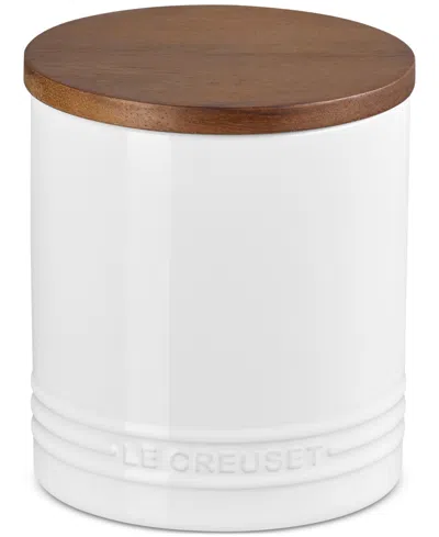 LE CREUSET STONEWARE SIGNATURE CANISTER WITH WOOD LID, 1.2-QT.