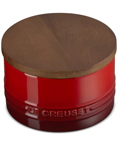 LE CREUSET STONEWARE SIGNATURE CANISTER WITH WOOD LID, 16-OZ.