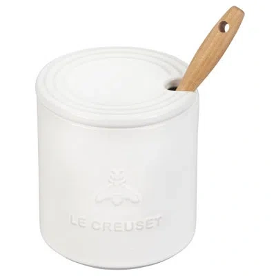 Le Creuset Stoneware Signature Honey Pot W/ Dipper - White