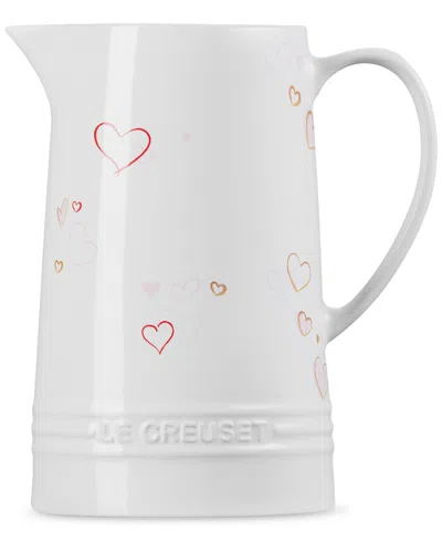 Le Creuset Stoneware Signature Mon Coeur Pitcher, 1.6 Qt In White