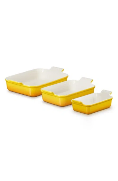 Le Creuset The Heritage Set Of 3 Rectangular Baking Dishes In Multi