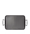 Le Creuset Toughened Non-stick Ribbed Rectangular Grill 35cm X 25cm In Black