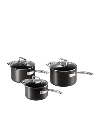 Le Creuset Toughened Non-stick Sauce Pans In Black