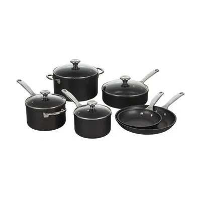 Le Creuset Toughened Nonstick 10 Piece Cookware Set In Black