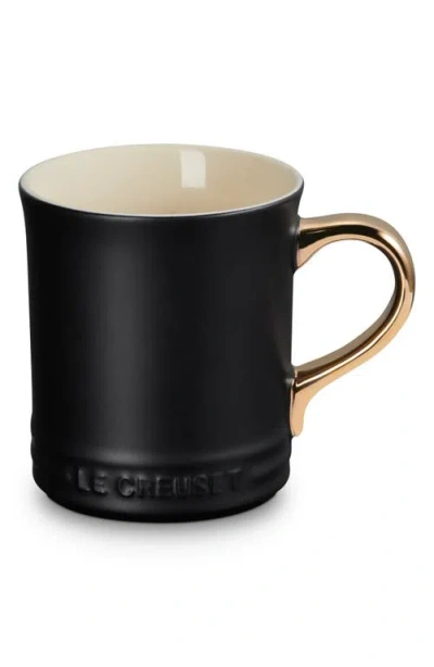 Le Creuset Vancouver 14-ounce Gold Handle Mug In Black