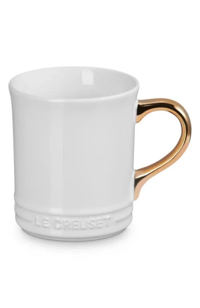 Le Creuset Vancouver 14-ounce Gold Handle Mug In White