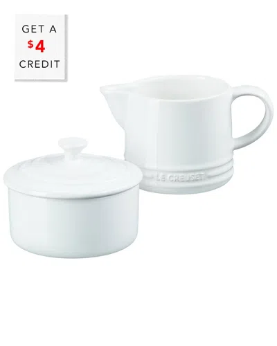 Le Creuset White Signature Cream & Sugar Set With $4 Credit