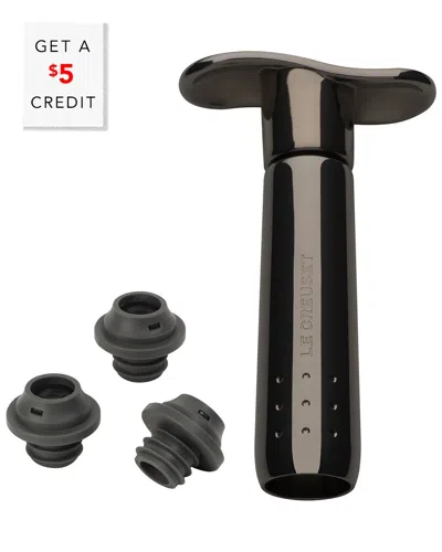 Le Creuset Wine Pump & Stoppers With $5 Credit In Black