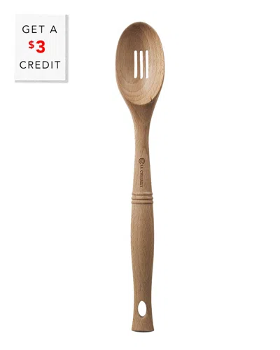 Le Creuset Wooden Slotted Spoon With $3 Credit In Brown