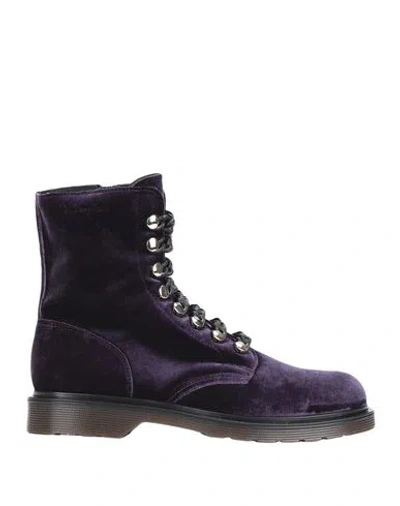 Le Dangerouge Amelie Woman Ankle Boots Purple Size 7 Textile Fibers