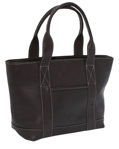 Le Donne Double Strap Small Pocket Leather Tote In Metallic