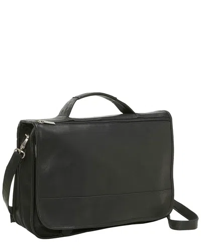 Le Donne Expandable Leather Messenger Briefcase In Black