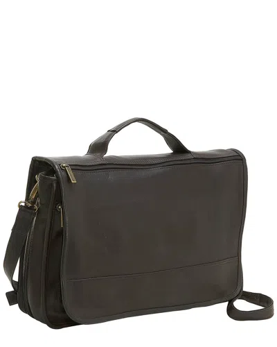 Le Donne Expandable Leather Messenger Briefcase In Brown