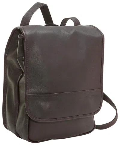 Le Donne Flap Over Convertible Leather Backpack In Brown