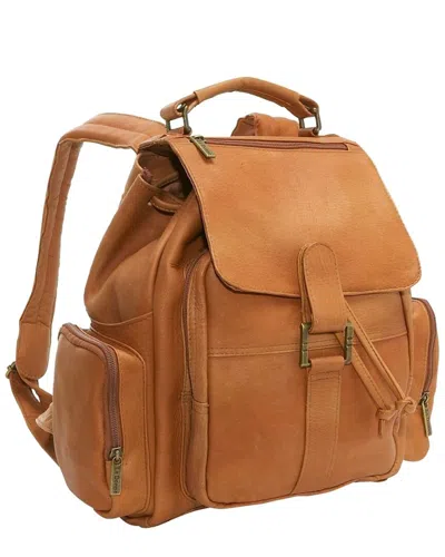 Le Donne Leather Classic Multi-pocket Backpack- Ta In Brown
