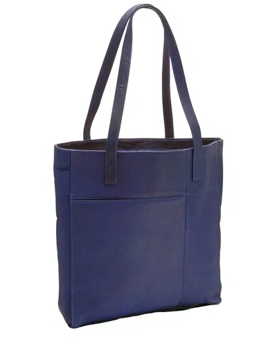 Le Donne Spruce Leather Shopper Tote In Blue