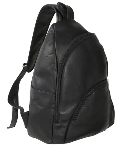 Le Donne Two Zip Leather Sling Pack In Black