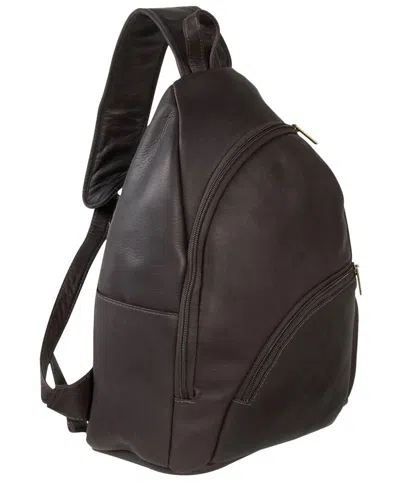 Le Donne Two Zip Leather Sling Pack In Brown