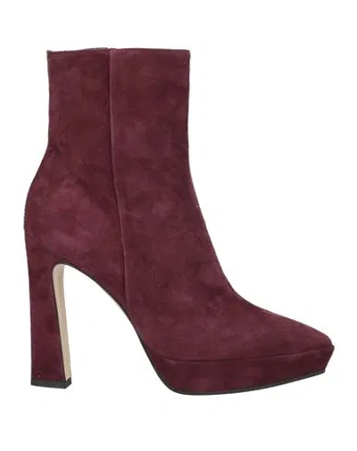 Le Fabian Woman Ankle Boots Plum Size 7 Leather In Purple