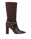 Le Fabian Woman Boot Dark Brown Size 11 Leather In Brown