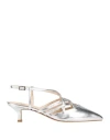 Le Fabian Woman Pumps Silver Size 7 Leather In Metallic