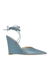 Le Fabian Woman Pumps Slate Blue Size 8 Leather