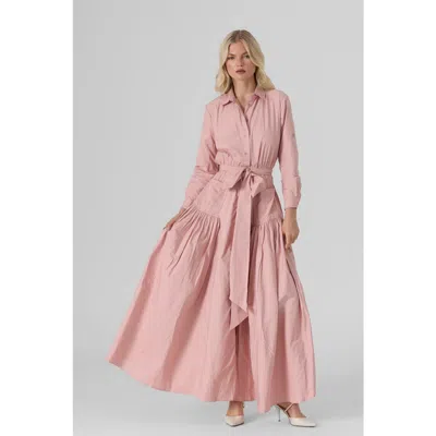 Le Fafo Bella Belted Dress In Pink