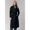 Le Fafo Draped Collar Wrap Coat In Black