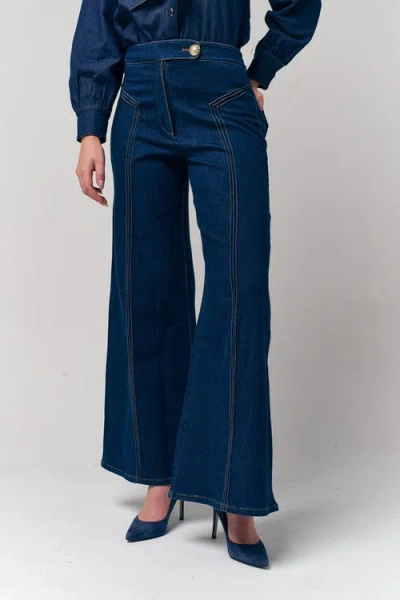 Le Fafo High Waisted Wide Leg Jeans In Blue