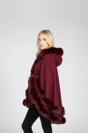 Le Fafo Jolie Hooded Cape Poncho In Burgundy