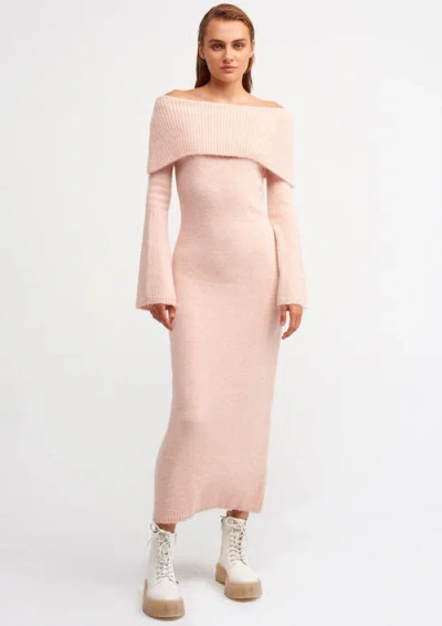 Le Fafo Knit Off-shoulder Sweater Dress In Pink