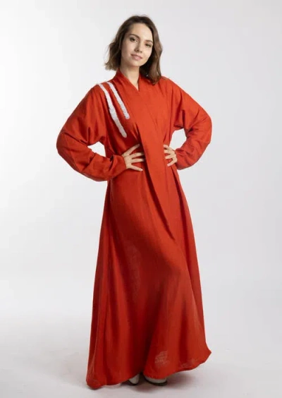 Le Fafo Linen Abaya/cover-up In Orange