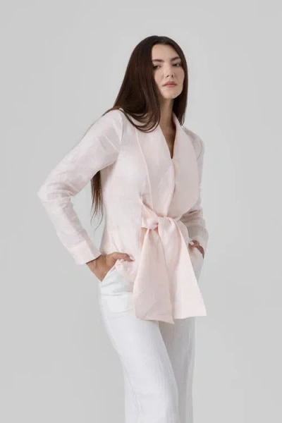 Le Fafo Linen Waist Tie Shirt In Pink