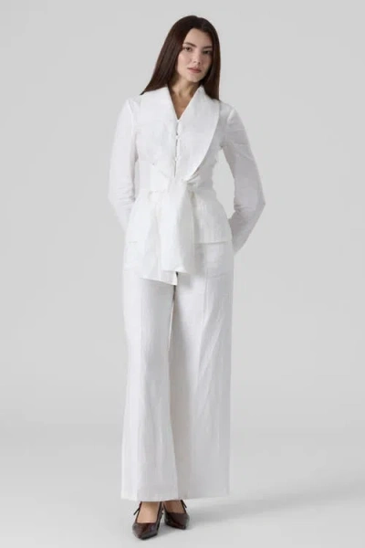 Le Fafo Linen Wide Leg Pants In White