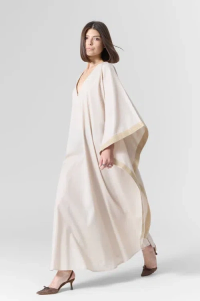Le Fafo Luna Linen Kaftan Gown In Neutral