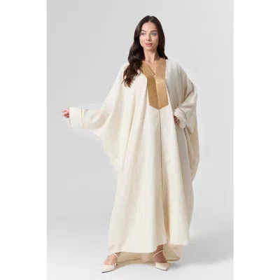 Le Fafo Luna Rhinestone Bisht Kaftan In Neutral