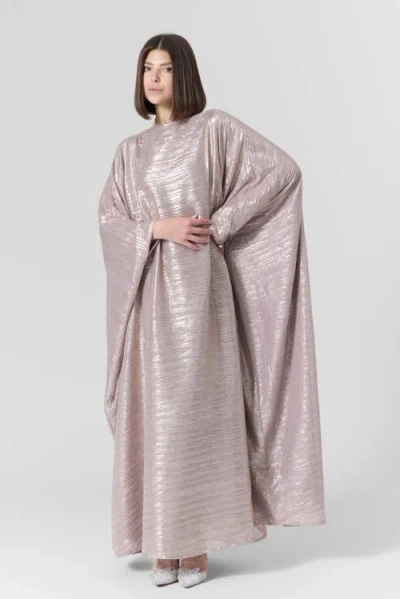 Le Fafo Luna Silk Metallic Plissé Gown In Pink