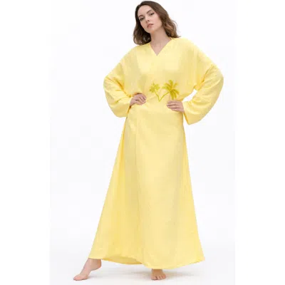 Le Fafo Palm Embroidered Silk Kaftan In Multi