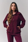 Le Fafo Raven Zip Up Jacket In Burgundy
