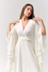 Le Fafo Ruffles Chiffon Maxi Dress In White
