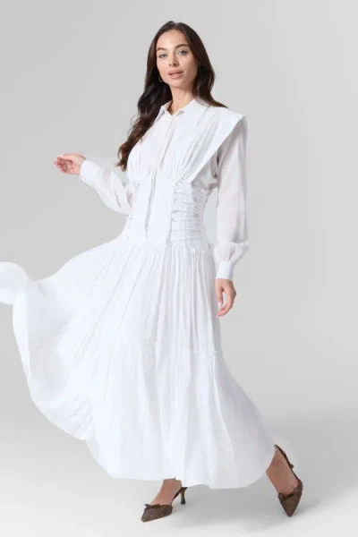 Le Fafo Silk Cotton Long Dress In White