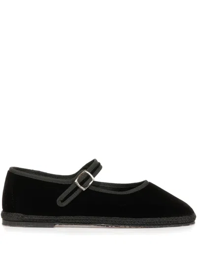 Le Friuliane Velvet Ballet Flats In Black
