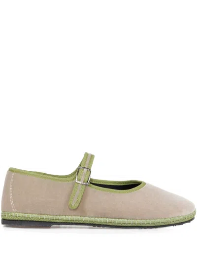 Le Friuliane Velvet Ballet Flats In Neutral