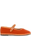 Le Friuliane Velvet Ballet Flats In Orange