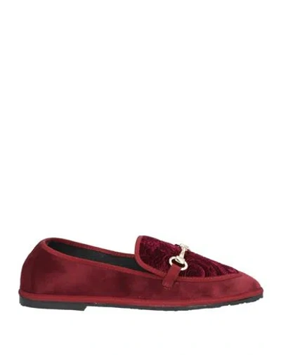 Le Furlanine Woman Loafers Burgundy Size 8 Textile Fibers In Red