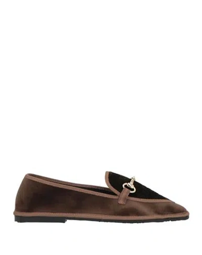 Le Furlanine Woman Loafers Dark Brown Size 6 Textile Fibers