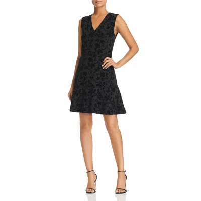 Le Gali Mirella Womens Velvet Floral Print Party Dress In Black