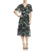 Le Gali Printed Chiffon Flounce Midi Dress In Black In Black